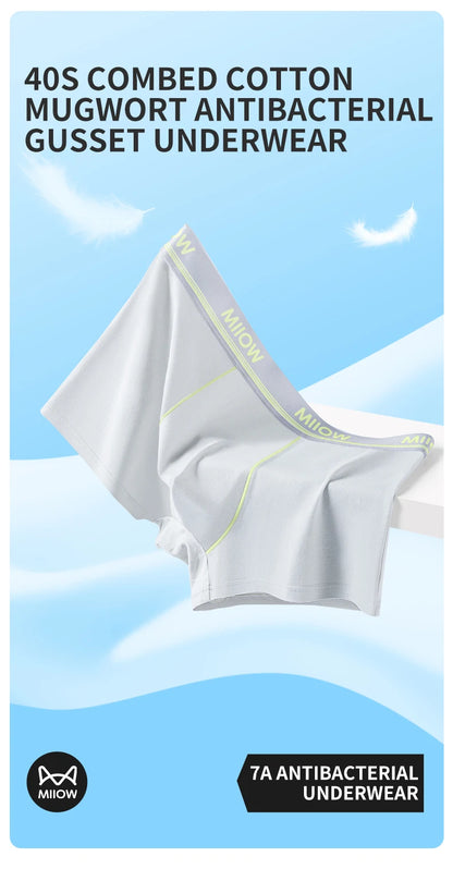 MiiOW Combed Cotton Men's Boxers - 40S Antibacterial Breathable Underwear 7A Soft Boxershorts - ShopHub