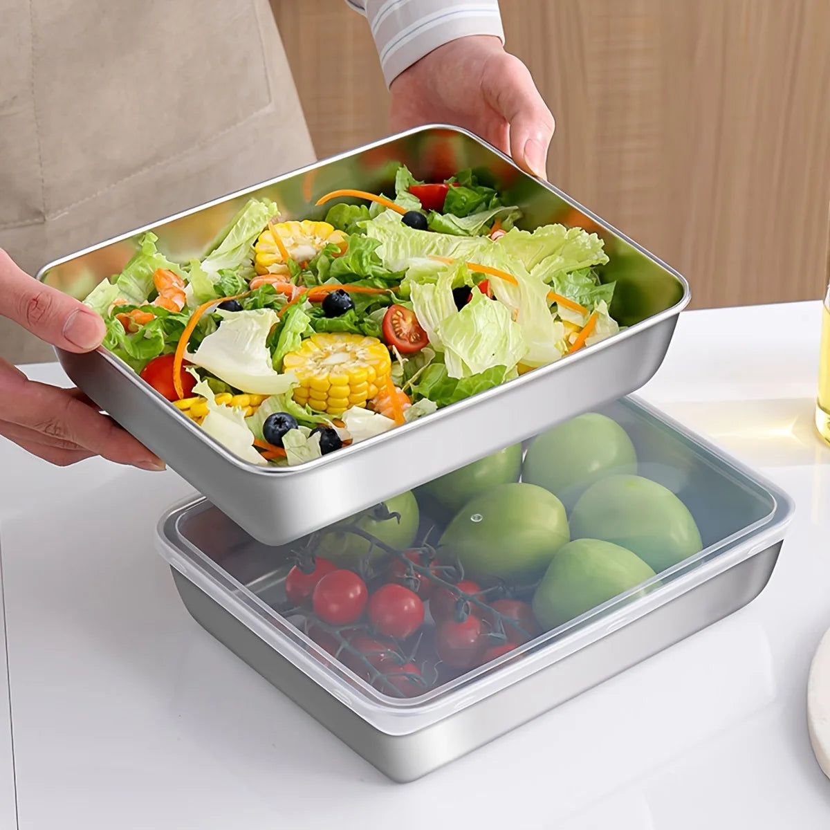 3-Piece Stainless Steel Food Storage Containers Set - ShopHub