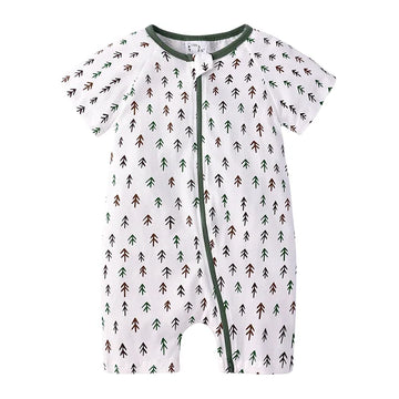 Kids Tales Summer Sprout Cotton-Stretch Double-Zip Romper