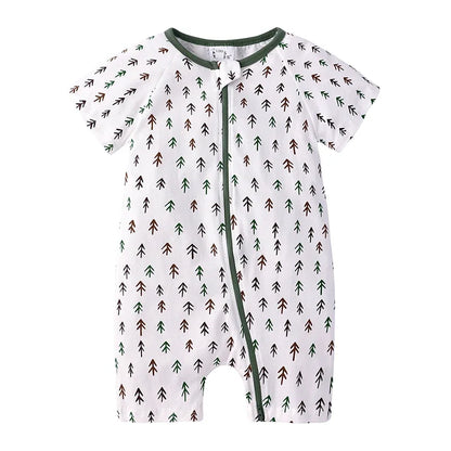Kids Tales Summer Sprout Cotton-Stretch Double-Zip Romper
