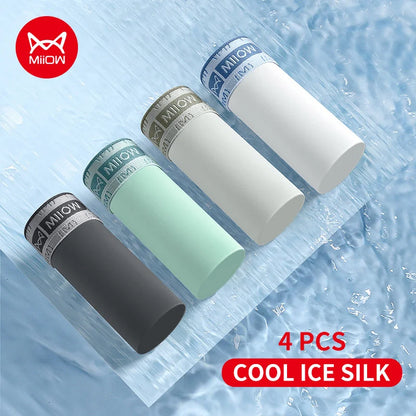 MiiOW Ice Silk Men's Underwear 4Pcs Boxer Trunks - ShopHub