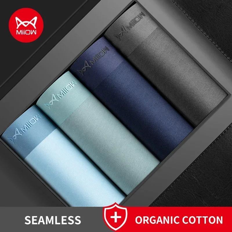 MiiOW Sexy Cotton Men Underpants - 4Pcs Graphene Antibacterial Breathable Boxer Briefs - ShopHub