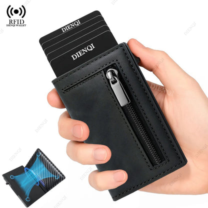 Anti-theft Credit Card Holder Men Wallets Rfid Blocking Aluminum Leather Pop Up Minimalist Wallet Cardholder Wallets for Men