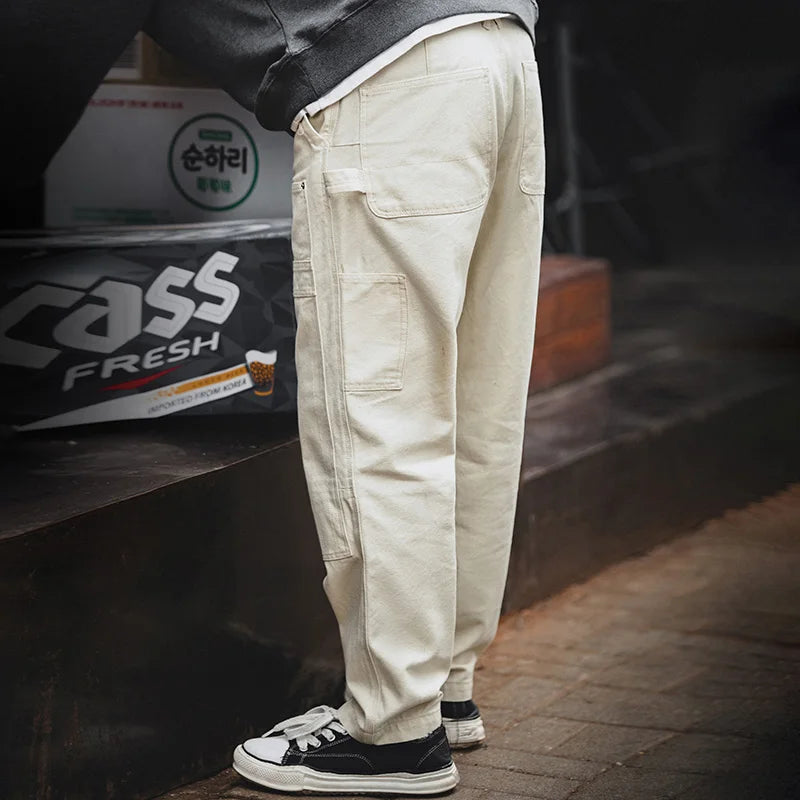 Maden Multi Pockets White Jeans