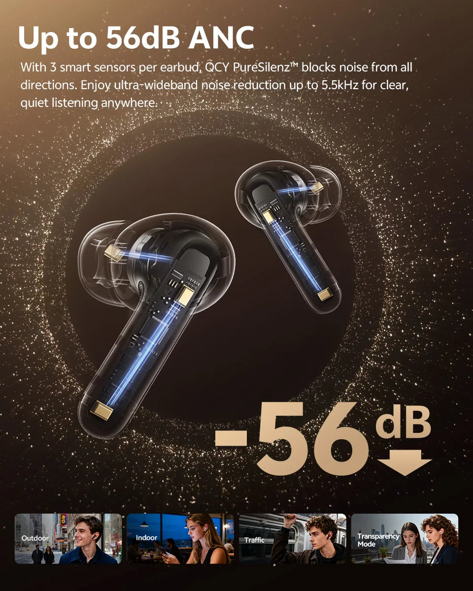 QCY MeloBuds N60 Wireless Earphone - Bluetooth 6.0, Bass Boost, Hi-Res Audio, Hybrid ANC, 45Hrs Playback - ShopHub