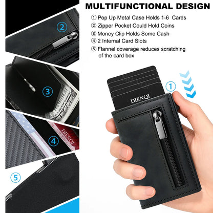 Pop Up Business Card Holder Holder Men's Wallet Magnetic Rfid Slim Thin Wallets Bank Credit Cardholder Case Tarjetero Metalico