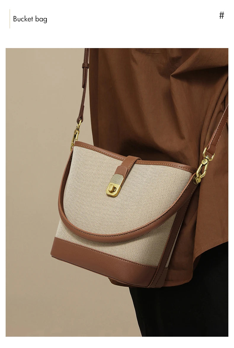 FOXER 2026 New Women's Handbag PVC Leather Lady Bucket Bag Fashion Shoulder Bag Light Luxury Best Gift for Wife,Lover