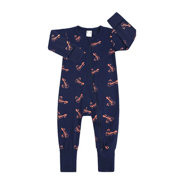 Kids Tales Storytime Cotton-Blend Double-Zip Baby Romper