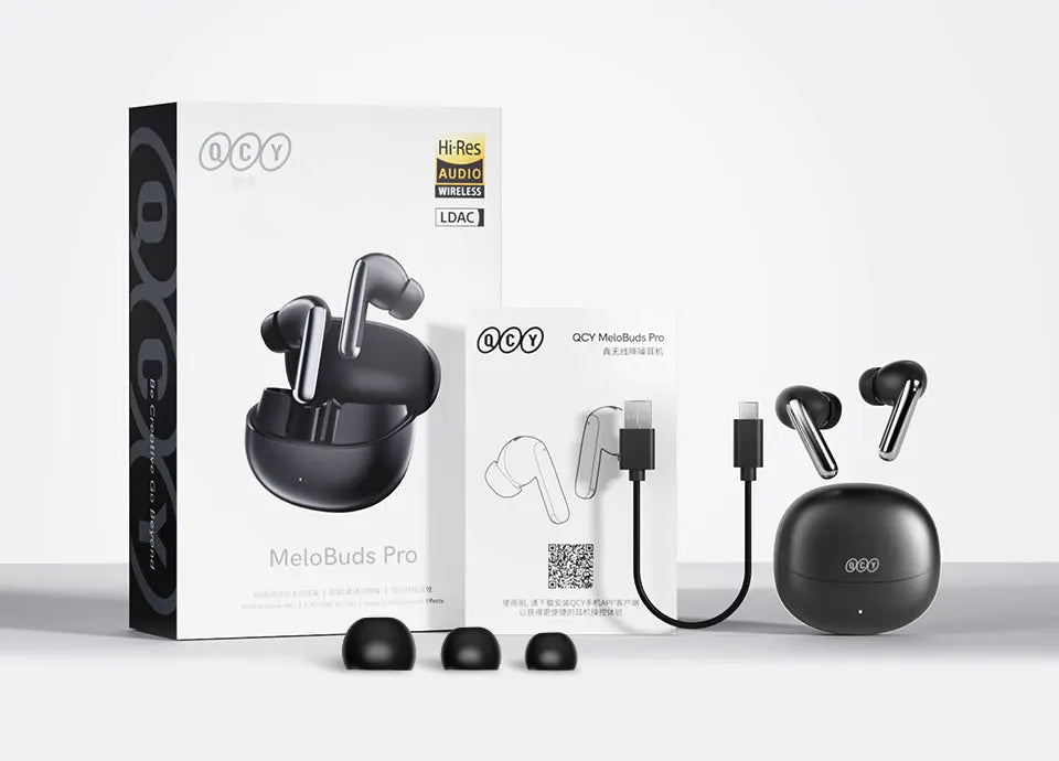 QCY MeloBuds Pro Earphones with 46dB ANC, Hi-Res LDAC, Bluetooth 5.3, 6 Mic Multipoint Connection, In-Ear Detection - ShopHub
