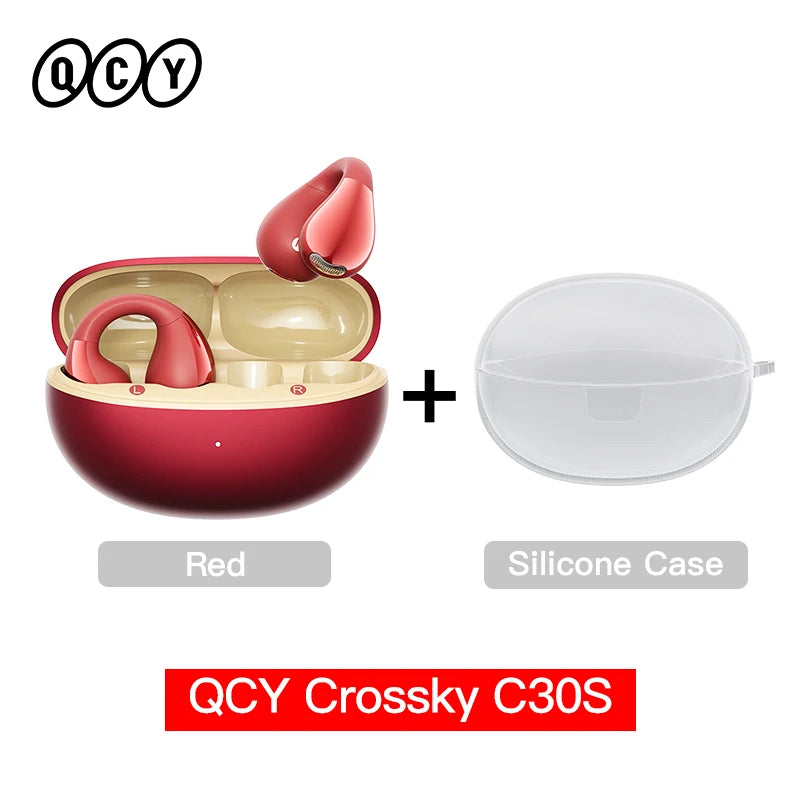 QCY Crossky C30S Wireless Earphones - Hi-Res LDAC Open Ear Clip-On Bluetooth 6.0 Sports Headphones with 40H Battery Life - ShopHub