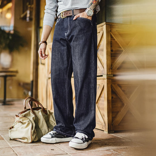 Maden Men's Vintage 12oz Washed Denim Jeans
