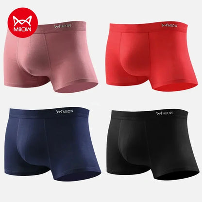 MiiOW 4Pcs Men's Breathable Cotton Underwear with Graphene Antibacterial Technology - Comfortable U Convex Bag Crotch Boxers - ShopHub