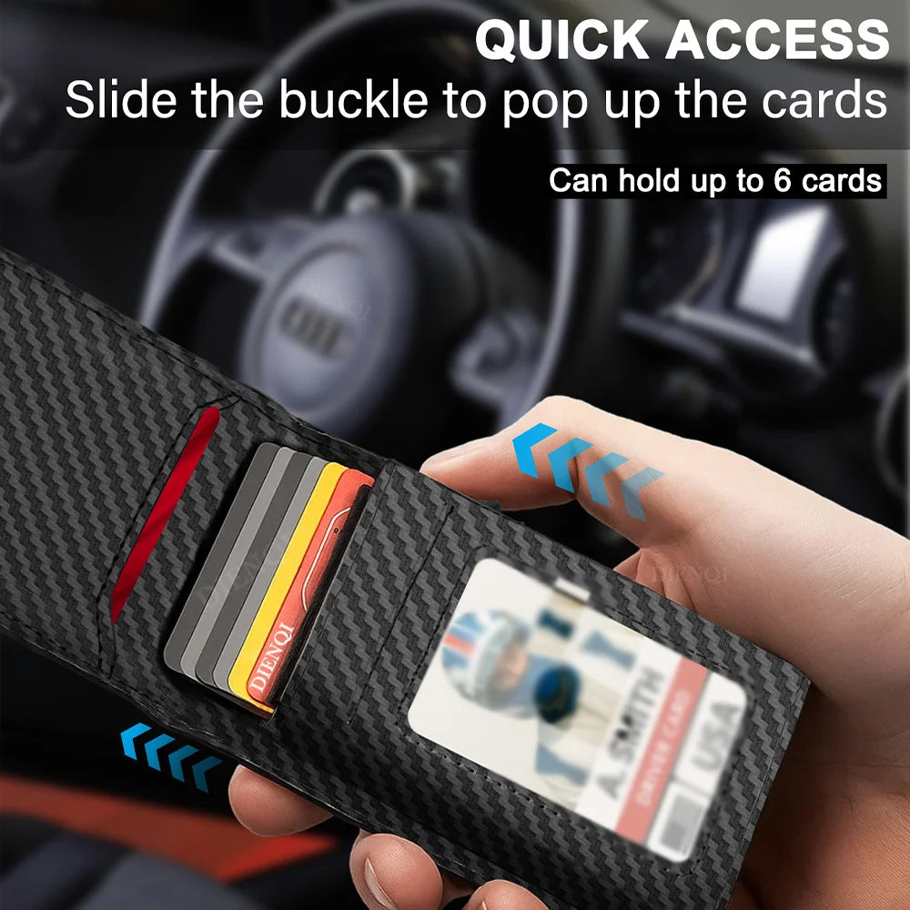 DIENQI Business Luxury Brand Credit Card Holder Slim Thin Men Wallets High Quality Carbon Travel Pocket Wallet Money Bag Purse