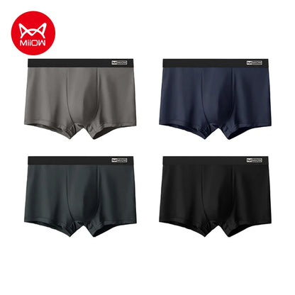 MiiOW Cotton Men's Boxer Shorts - 4Pcs Breathable Antibacterial Underwear for Men - ShopHub
