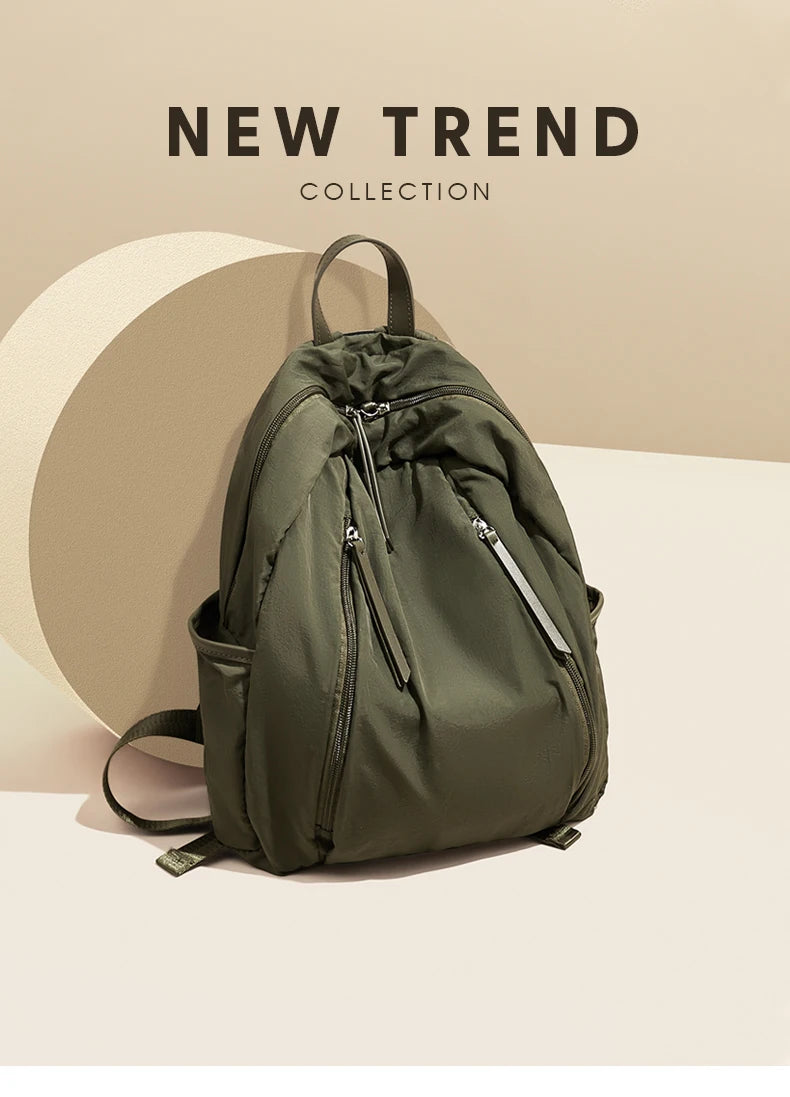 FOXER Simple Solid Color Backpack Women Backpack Waterproof Cotton Fabric Laptop School Bag Fashion Teenage Girl Travel Book Bag