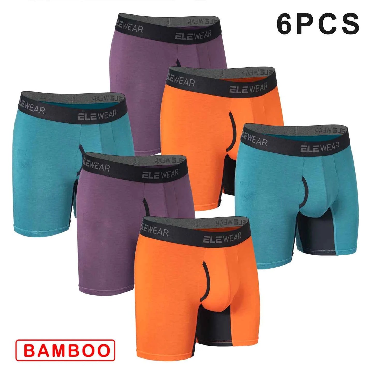 6 pcs Bamboo Men's Underwear - Breathable Boxershorts with Opening