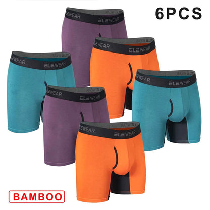 6 pcs Bamboo Men's Underwear - Breathable Boxershorts with Opening