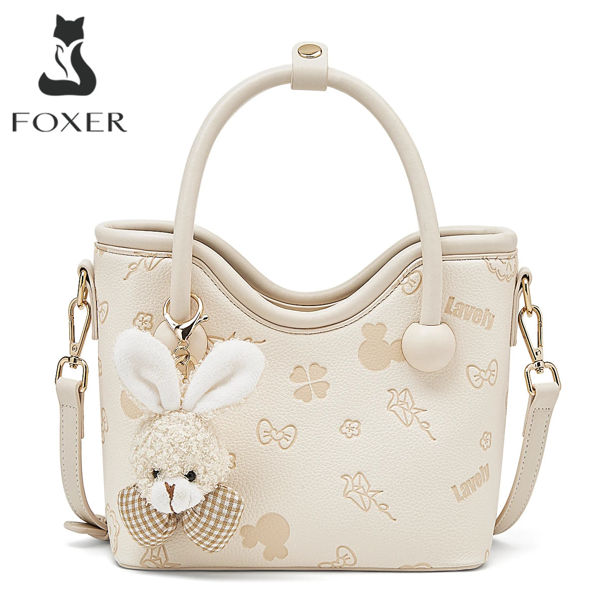 FOXER Women's Handbag PU Leather Cute Bucket Bag New Design Small Size Crossbody Bag Best Gift for Girlfriend Lover