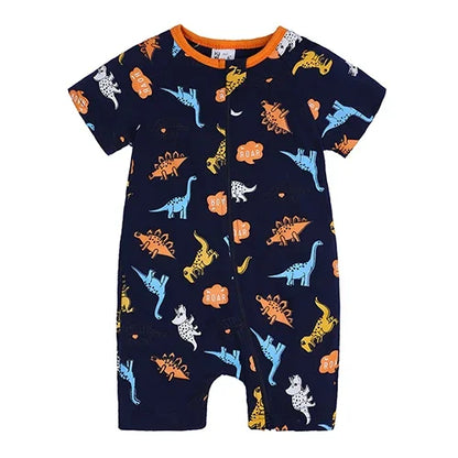 Kids Tales Summer Sprout Cotton-Stretch Double-Zip Romper