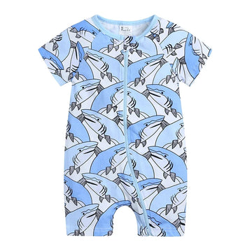 Kids Tales Summer Sprout Cotton-Stretch Double-Zip Romper