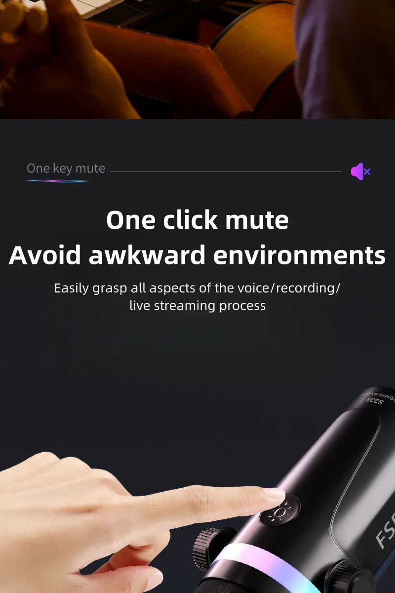 Bluedio S3000 Microphone - USB/XLR Dynamic Mic for Gaming, Streaming, and PS5/4 with Headphone Jack, RGB, and Mute Function - ShopHub