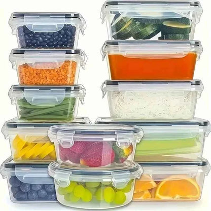 4-Piece Clear Food Storage Containers with Snap Lids, Reusable for Fruits Vegetables Pasta Dry Goods