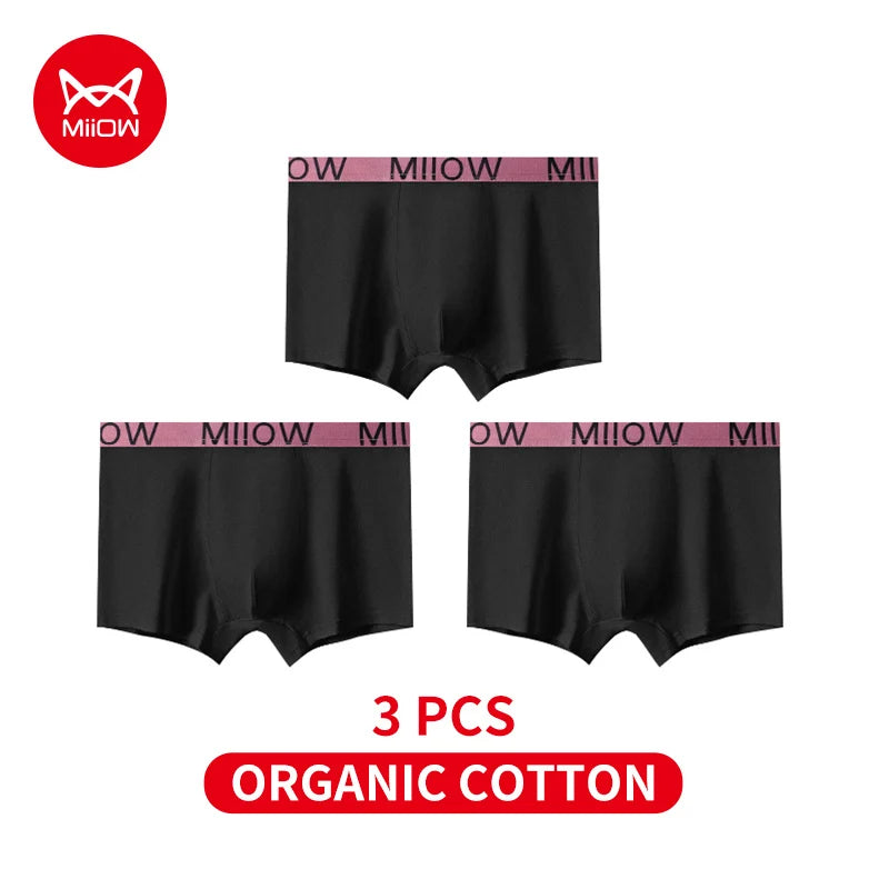 MiiOW Men's Cotton Underwear - 3Pcs Antibacterial Boxers - ShopHub