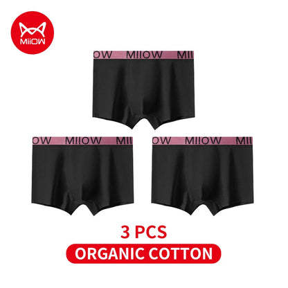 MiiOW Men's Cotton Underwear - 3Pcs Antibacterial Boxers - ShopHub