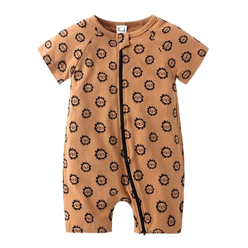 Kids Tales Summer Sprout Cotton-Stretch Double-Zip Romper