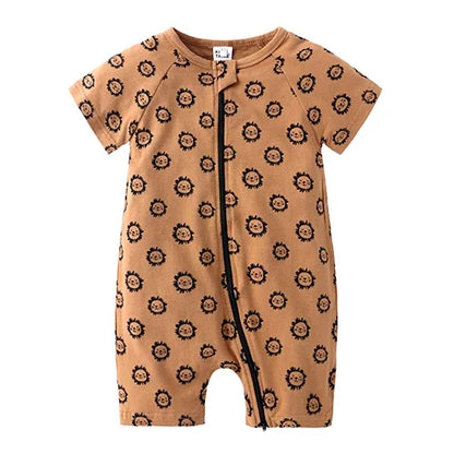 Kids Tales Summer Sprout Cotton-Stretch Double-Zip Romper