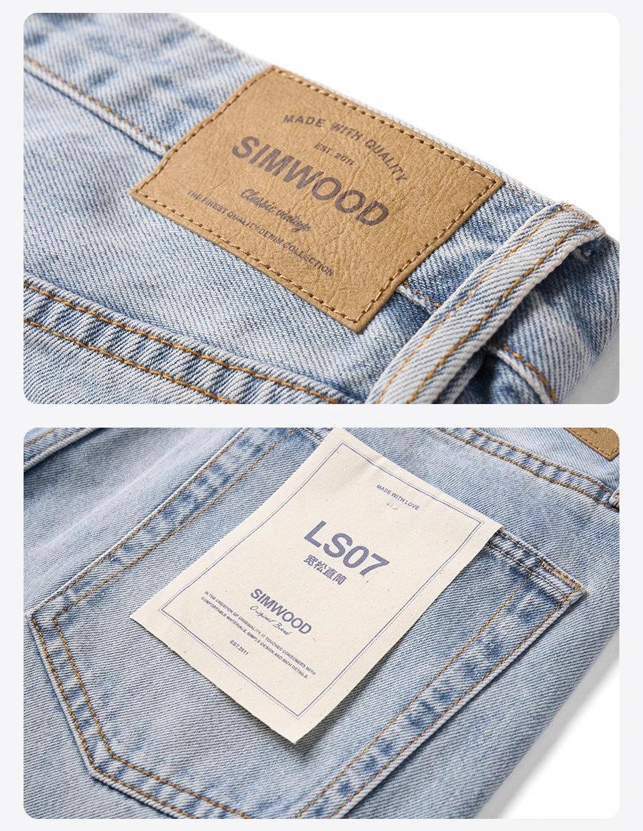 SIMWOOD Loose Straight 13.5oz 100% Cotton Washed Vintage Jeans