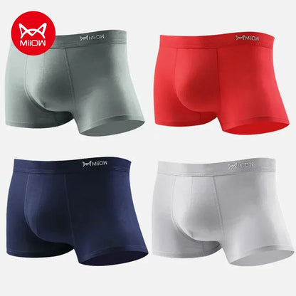 MiiOW 4Pcs Men's Breathable Cotton Underwear with Graphene Antibacterial Technology - Comfortable U Convex Bag Crotch Boxers - ShopHub