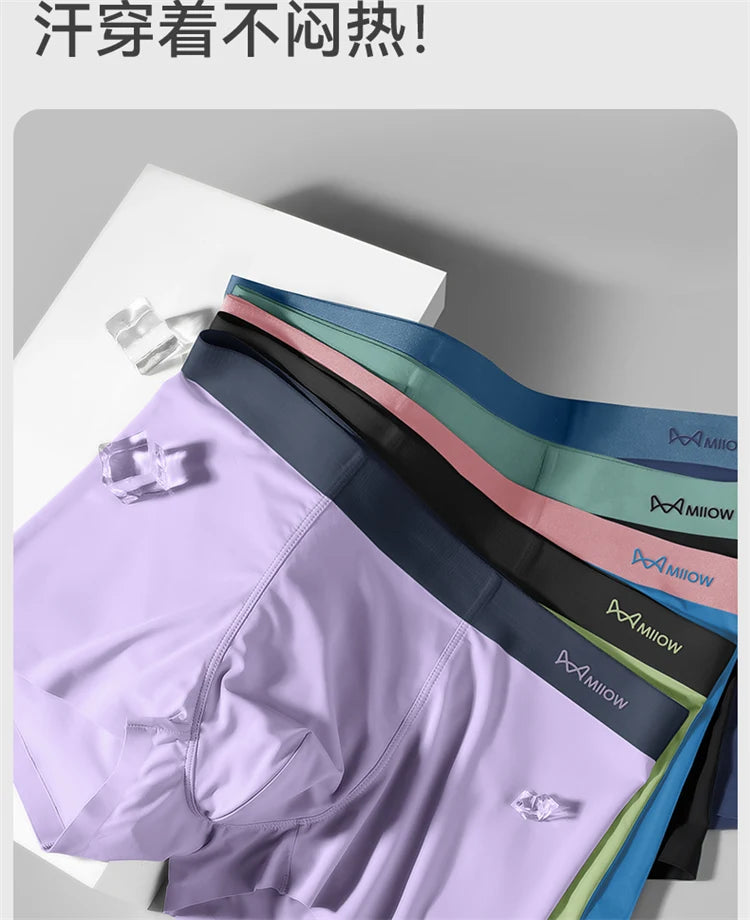 MiiOW Modal Men's Boxer Briefs 3pcs Silky 50S Antibacterial Underwear - ShopHub