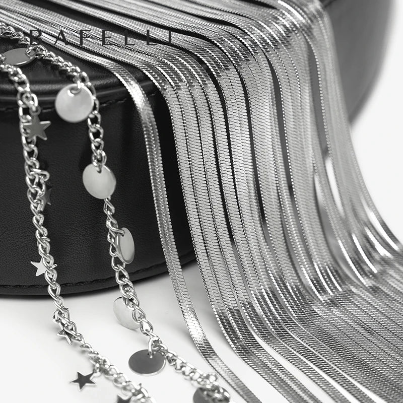 BAFELLI Tassel Genuine Leather Saddle Bag