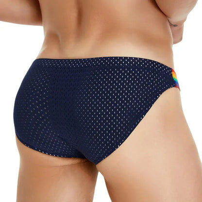 SEOBEAN Men's Breathable Underwear - Mesh Sexy Briefs with Rainbow Belt - ShopHub