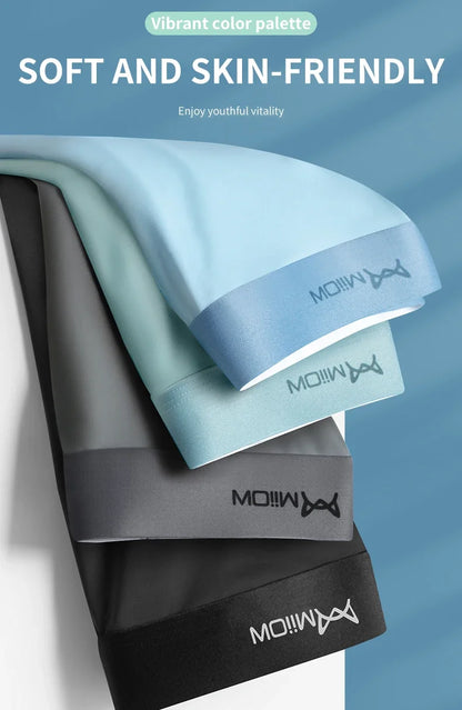 MiiOW Ice Silk Men Underwear - 3Pcs Breathable Boxer Shorts - ShopHub