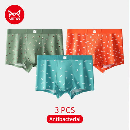 MiiOW Men's Underwear Set 3Pcs Antibacterial Funny Printed Boxers Briefs - ShopHub