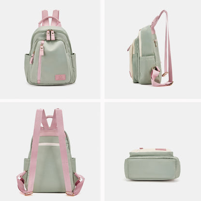 FOXER Women Fabric Backpack Lightweight Travel Shoulder Bag Ladies Multi‑pocket School Bag Casual Daily Female Rucksack
