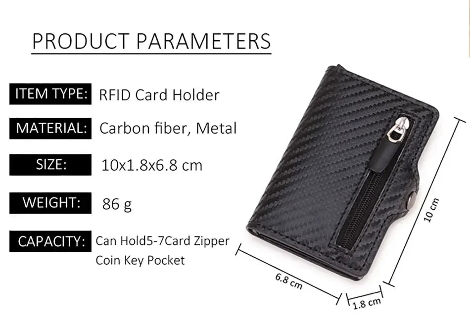 Carbon Fiber Rfid Credit Card Holder Men Wallets Storage Money Bag Hand Purse Small Mini Slim Wallets Carteira Masculina