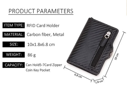 Carbon Fiber Rfid Credit Card Holder Men Wallets Storage Money Bag Hand Purse Small Mini Slim Wallets Carteira Masculina