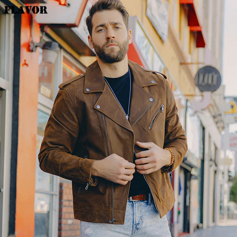 FLAVOR Men's Leather Jacket – Street Classic