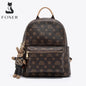 FOXER Women's Backpack Signature PVC Printing Fashion Travel Shoulder Bag Ladies Travel Rucksack Female Casual Monogram Backpack