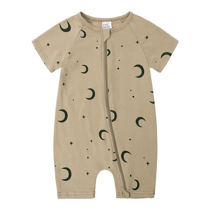 Kids Tales Summer Sprout Cotton-Stretch Double-Zip Romper