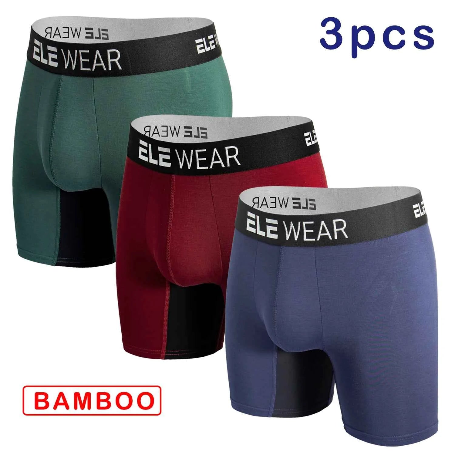 Bamboo Men's Sports Underwear - Long Moisture-Wicking Boxer Briefs for Men