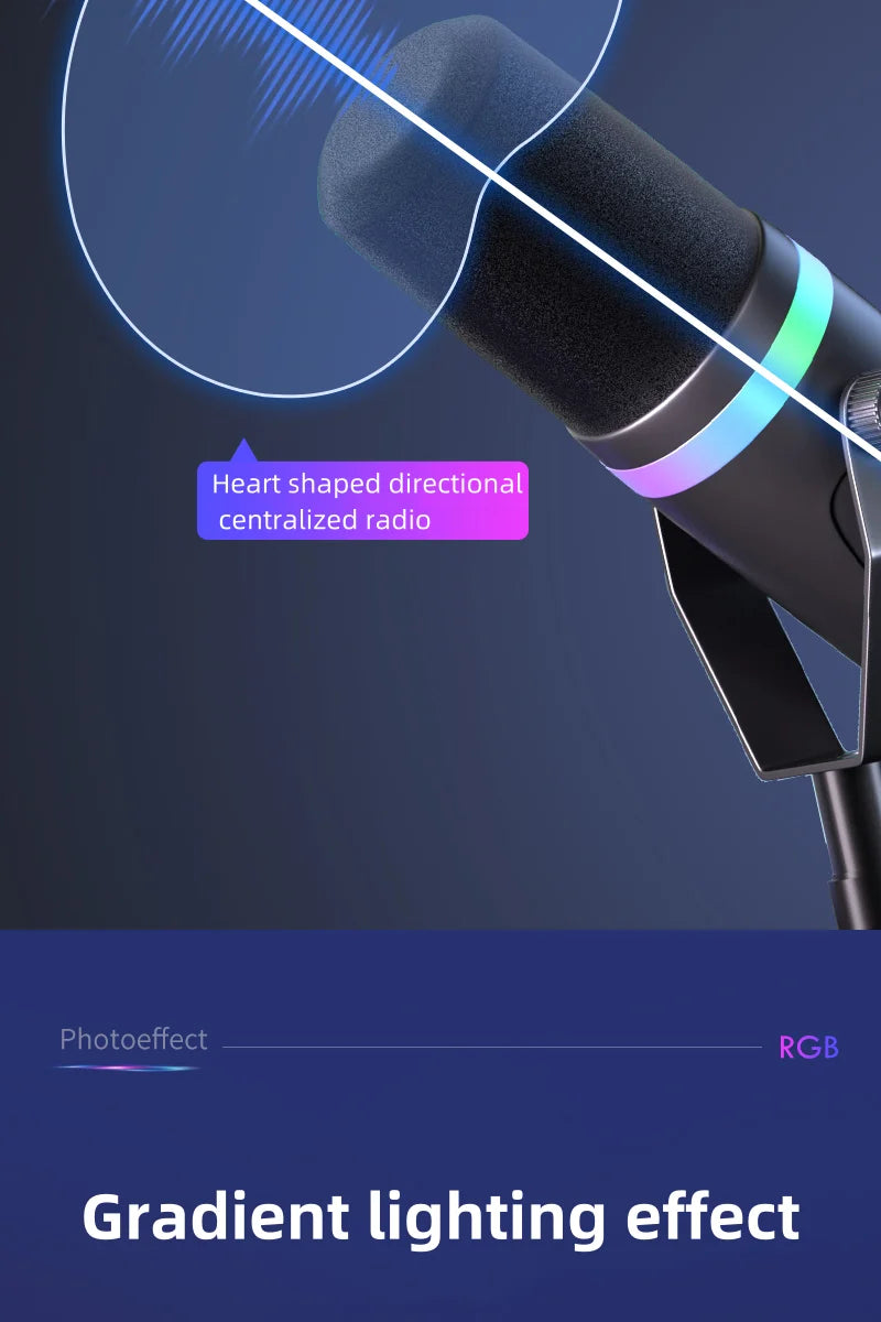 Bluedio S3000 Microphone - USB/XLR Dynamic Mic for Gaming, Streaming, and PS5/4 with Headphone Jack, RGB, and Mute Function - ShopHub