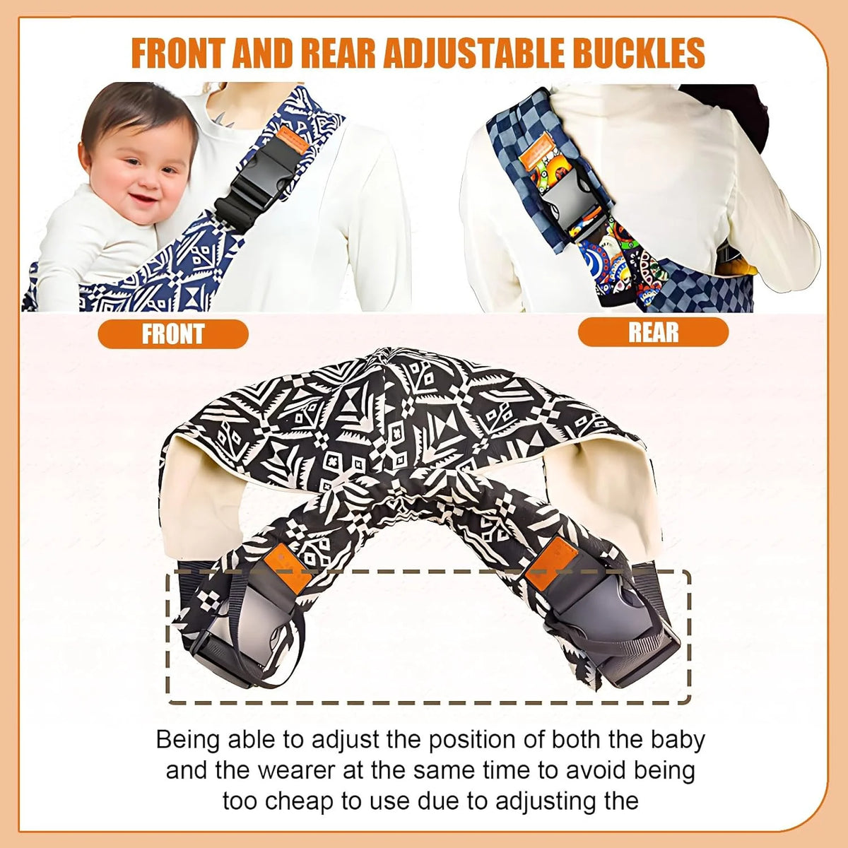 Newborn Baby Carrier Sling Adjustable Crossbody Wrap Infant Holder Baby Bag Hip-seat Ergonomic Support for Hands-Free Carrying