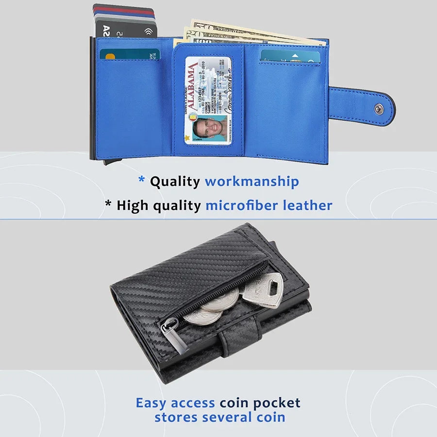 Rfid Genuine Leather Men Wallets Fashion Card Holder Trifold Wallet Money Bags Smart Slim Thin Coin Pocket Wallet Purse