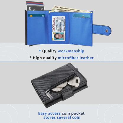 Rfid Genuine Leather Men Wallets Fashion Card Holder Trifold Wallet Money Bags Smart Slim Thin Coin Pocket Wallet Purse