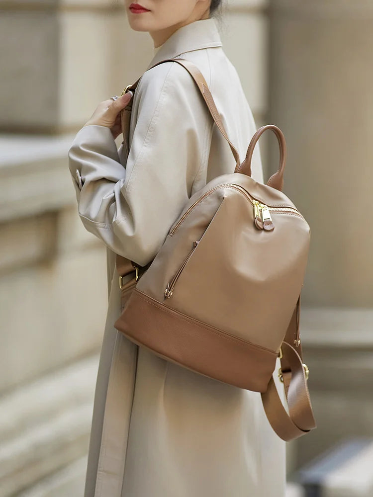 New Oxford &Leather Female Aesthetic Backpack School Bags Luxury Designer for Girls Women Backpacks Travel Light Weight - SC1708