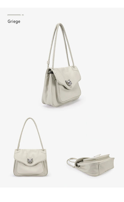 BAFELLI Chained Genuine Leather Satchel Bag
